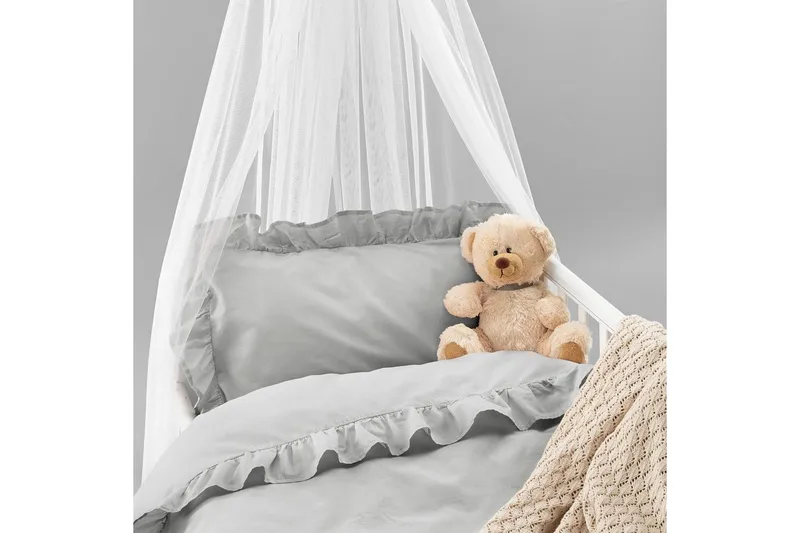 Pussilakanasetti Pinnasänkyyn 2-osainen Volang - Harmaa - Kodintekstiilit & matot - Vuodevaatteet - Pussilakanasetti - Pussilakanasetti parisänkyyn