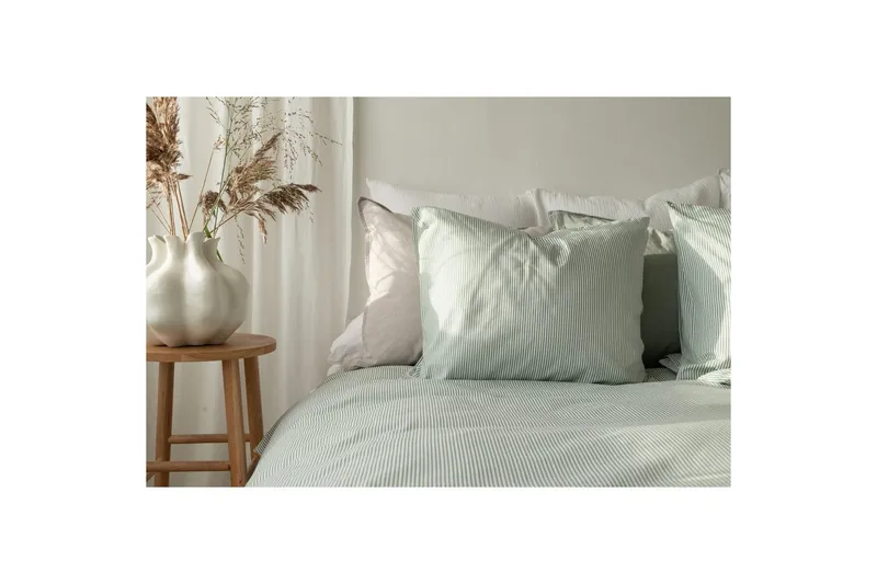 Pussilakanasetti Parisänky Kolmiosainen Thelma Raita Vihreä - Kodintekstiilit & matot - Vuodevaatteet - Pussilakanasetti
 - Pussilakanasetti parisänkyyn