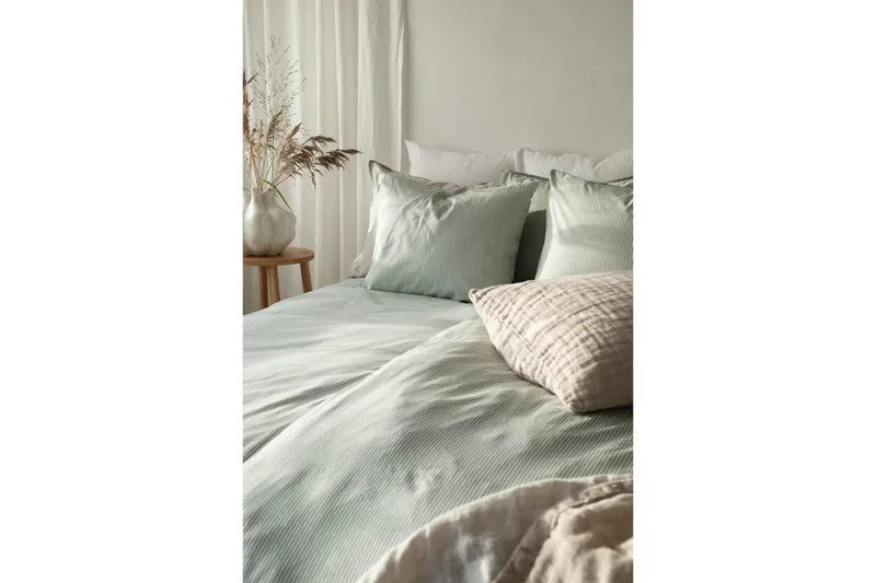 Pussilakanasetti Parisänky Kolmiosainen Thelma Raita Vihreä - Kodintekstiilit & matot - Vuodevaatteet - Pussilakanasetti
 - Pussilakanasetti parisänkyyn