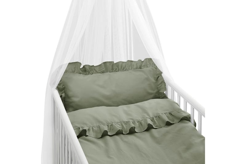 Pussilakanasetti Pinnasänkyyn 2-osainen Volang, Vihreä