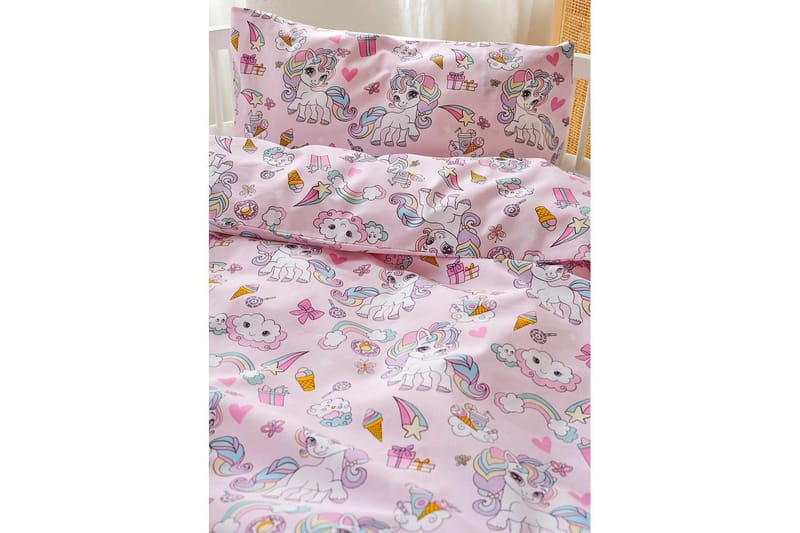 Pussilakanasetti Pinnasänkyyn 2-Osainen Yksisarvinen Vaaleanpunainen - Kodintekstiilit & matot - Vuodevaatteet - Pussilakanasetti
 - Pussilakanasetti parisänkyyn