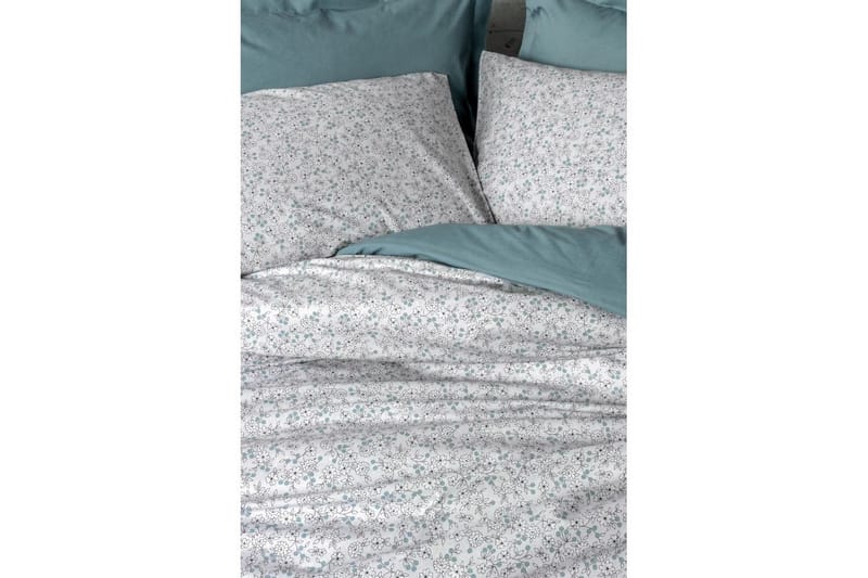 Ranforce-parisänkykoko täkkipeitesetti Kiku minttu - Mintunvihreä - Kodintekstiilit & matot - Vuodevaatteet - Pussilakanasetti - Pussilakanasetti parisänkyyn