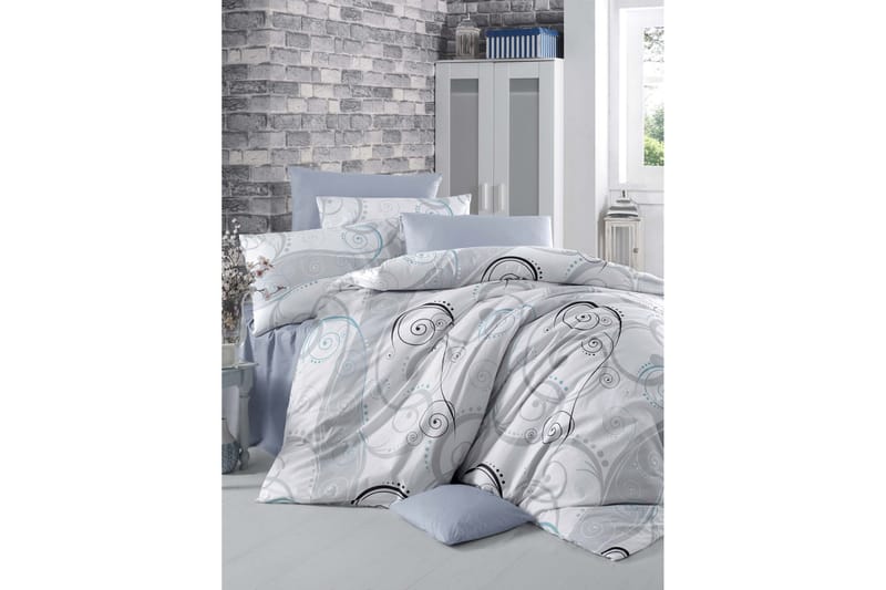 Pussilakanasetti Victoria Tupla 4-os Ranforce, Valkoinen/Harmaa/Musta