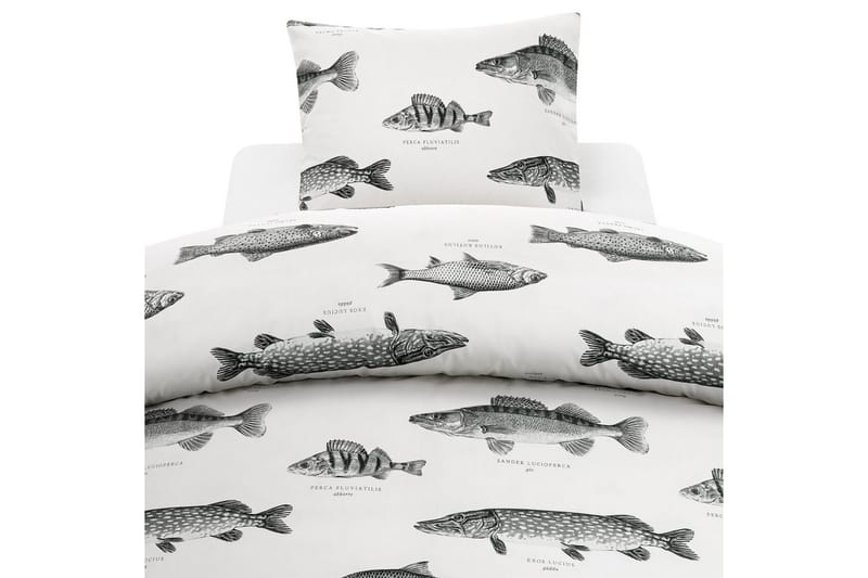 Pussilakanasetti Yhden hengen sänky 2-osainen Kala Valkoinen, Franzén