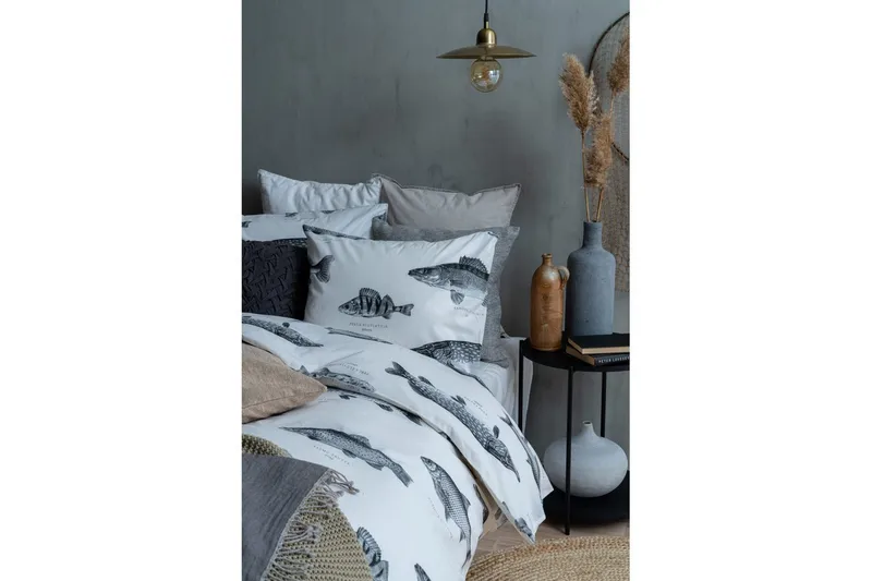 Pussilakanasetti Yhden hengen sänky 2-osainen Kala Valkoinen - Franzén - Kodintekstiilit & matot - Vuodevaatteet - Pussilakanasetti - Pussilakanasetti yhden hengen sänkyyn