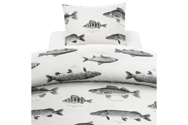 Pussilakanasetti Yhden hengen sänky 2-osainen Kala Valkoinen, Franzén