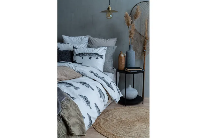 Pussilakanasetti Yhden hengen sänky 2-osainen Kala Valkoinen - Franzén - Kodintekstiilit & matot - Vuodevaatteet - Pussilakanasetti - Pussilakanasetti yhden hengen sänkyyn