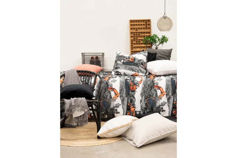 Pussilakanasetti Yhden hengen sänky 2-osainen Koneet Oranssi - Franzén - Kodintekstiilit & matot - Vuodevaatteet - Pussilakanasetti
 - Pussilakanasetti parisänkyyn