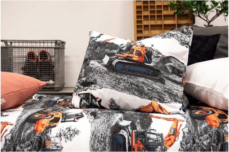 Pussilakanasetti Yhden hengen sänky 2-osainen Koneet Oranssi - Franzén - Kodintekstiilit & matot - Vuodevaatteet