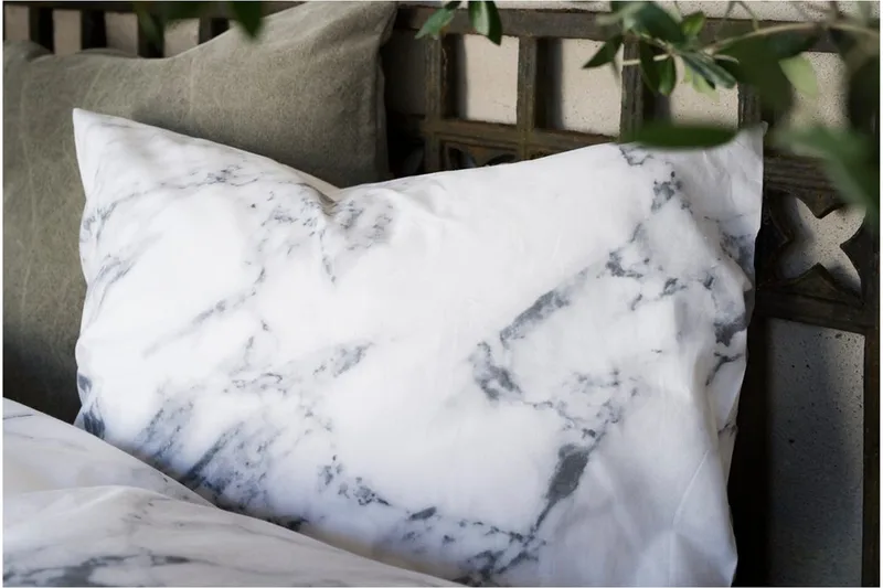 Pussilakanasetti Yhden hengen sänky 2-osainen Marmori Valkoinen - Marmori - Kodintekstiilit & matot - Vuodevaatteet - Pussilakanasetti - Pussilakanasetti yhden hengen sänkyyn