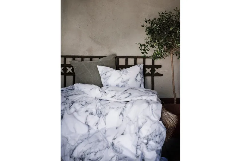 Pussilakanasetti Yhden hengen sänky 2-osainen Marmori Valkoinen - Marmori - Kodintekstiilit & matot - Vuodevaatteet