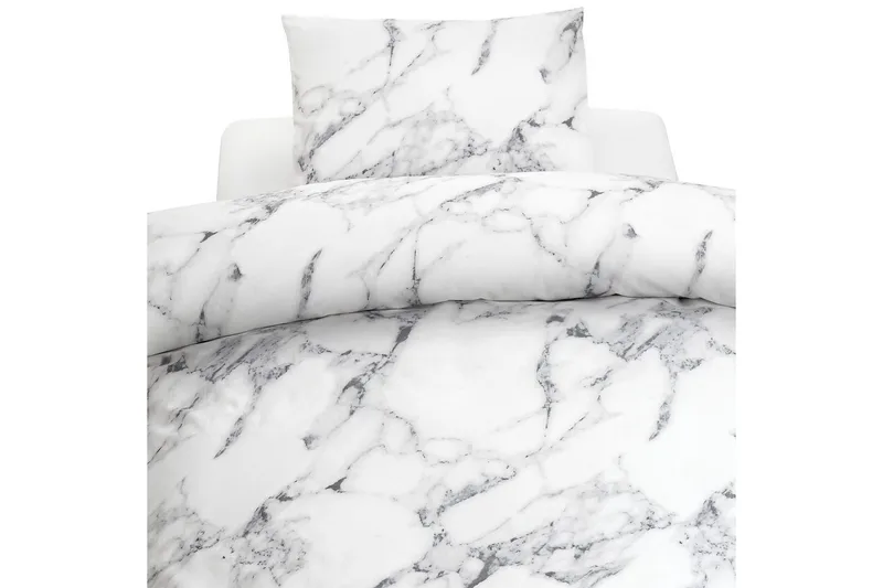 Pussilakanasetti Yhden hengen sänky 2-osainen Marmori Valkoinen, Marmori