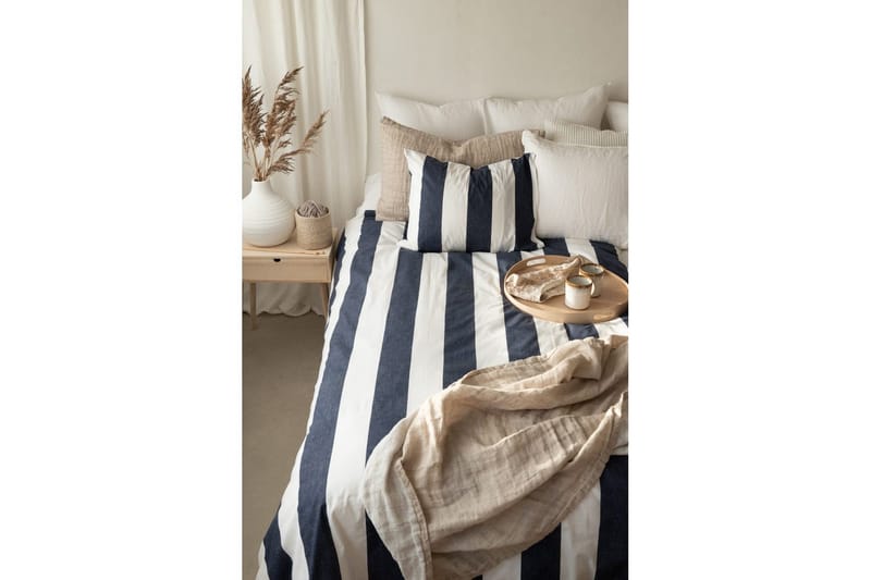 Pussilakanasetti Yhden hengen sänky 2-osainen Raidallinen - Merensininen - Kodintekstiilit & matot - Vuodevaatteet - Pussilakanasetti - Pussilakanasetti yhden hengen sänkyyn