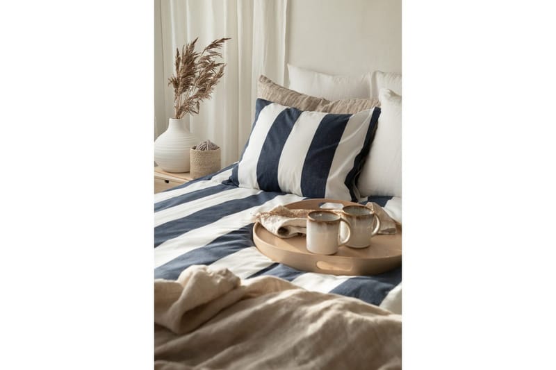 Pussilakanasetti Yhden hengen sänky 2-osainen Raidallinen - Merensininen - Kodintekstiilit & matot - Vuodevaatteet - Pussilakanasetti - Pussilakanasetti yhden hengen sänkyyn