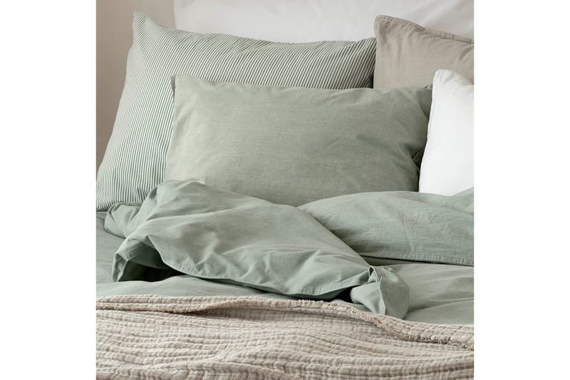 Pussilakanasetti Yhden hengen sänky 2-osainen Pesty - Vihreä - Kodintekstiilit & matot - Vuodevaatteet - Pussilakanasetti - Pussilakanasetti yhden hengen sänkyyn