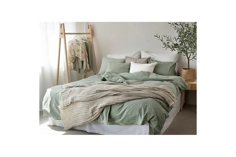 Pussilakanasetti Yhden hengen sänky 2-osainen Pesty - Vihreä - Kodintekstiilit & matot - Vuodevaatteet