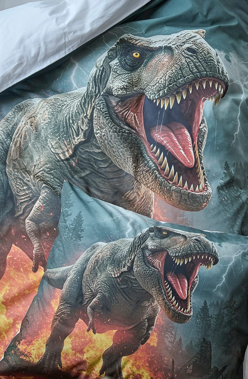 Yhden hengen pussilakanasetti 2-osainen Dinosaur - Kodintekstiilit & matot - Vuodevaatteet - Pussilakanasetti - Pussilakanasetti yhden hengen sänkyyn
