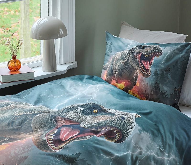 Yhden hengen pussilakanasetti 2-osainen Dinosaur - Kodintekstiilit & matot - Vuodevaatteet - Pussilakanasetti - Pussilakanasetti yhden hengen sänkyyn