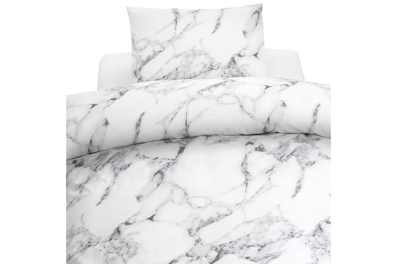 Pussilakanasetti Parisänky Kolmiosainen Marmori Valkoinen - Multi - Kodintekstiilit & matot - Vuodevaatteet - Pussilakanasetti
 - Pussilakanasetti parisänkyyn
