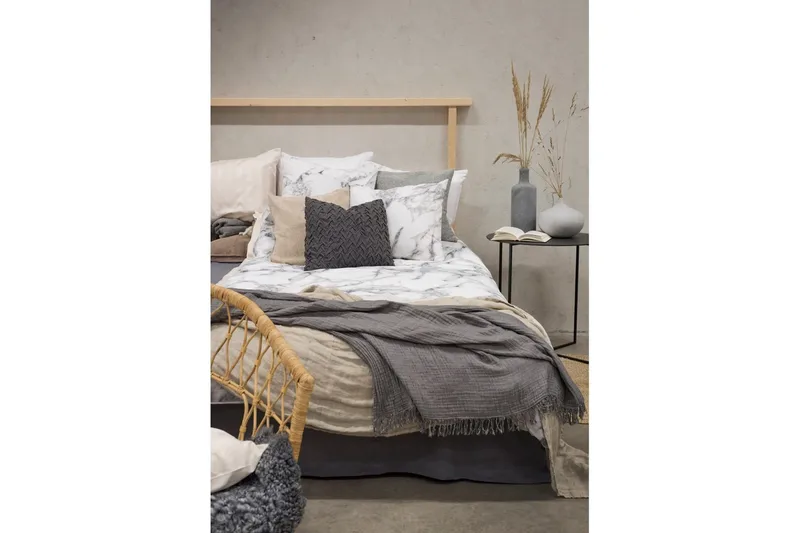 Pussilakanasetti Parisänky Kolmiosainen Marmori Valkoinen - Multi - Kodintekstiilit & matot - Vuodevaatteet - Pussilakanasetti
 - Pussilakanasetti parisänkyyn