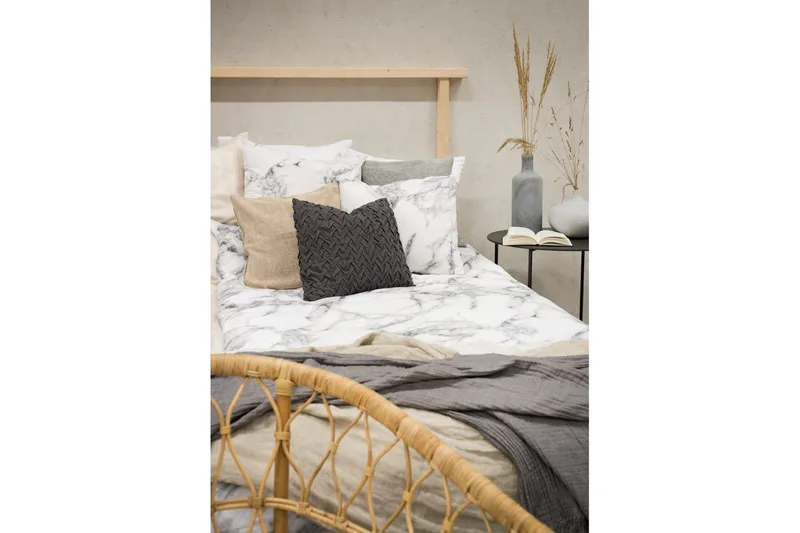 Pussilakanasetti Parisänky Kolmiosainen Marmori Valkoinen - Multi - Kodintekstiilit & matot - Vuodevaatteet - Pussilakanasetti
 - Pussilakanasetti parisänkyyn