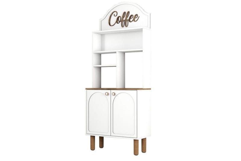Kahvibaari Kaappi Kaksi Valkoinen / Tammi, Valkoinen / Tammi