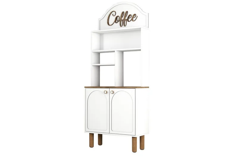 Kahvibaari Kaappi Kaksi Valkoinen / Tammi, Valkoinen / Tammi