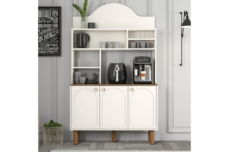 Kahvibaari Kaappi Kolme Kermanvärinen / Tammi - Kermanvärinen / Tammi - Kotitalous - Baari & viini - Baarikalusteet - Baaritiski