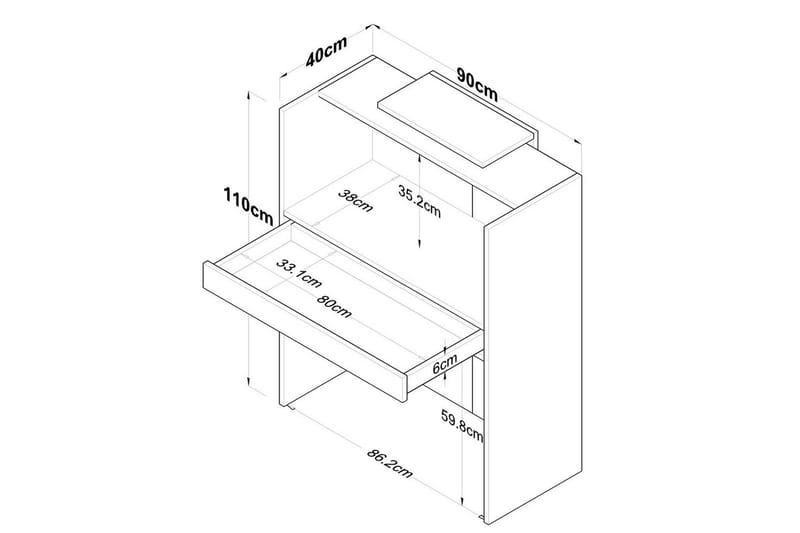 Vastaanottopöytä Pähkinä / Antrasiitti - Punertavanvärinen puu/Antrasiitti - Kotitalous - Baari & viini - Baarikalusteet - Baaritiski