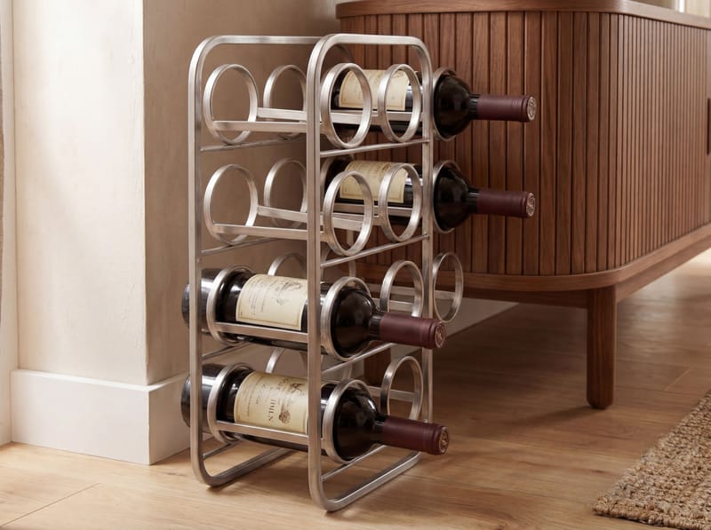 Avren viiniteline 47 cm metallia - hopea - Kotitalous - Baari & viini - Viinitarvikkeet - Lasiteline