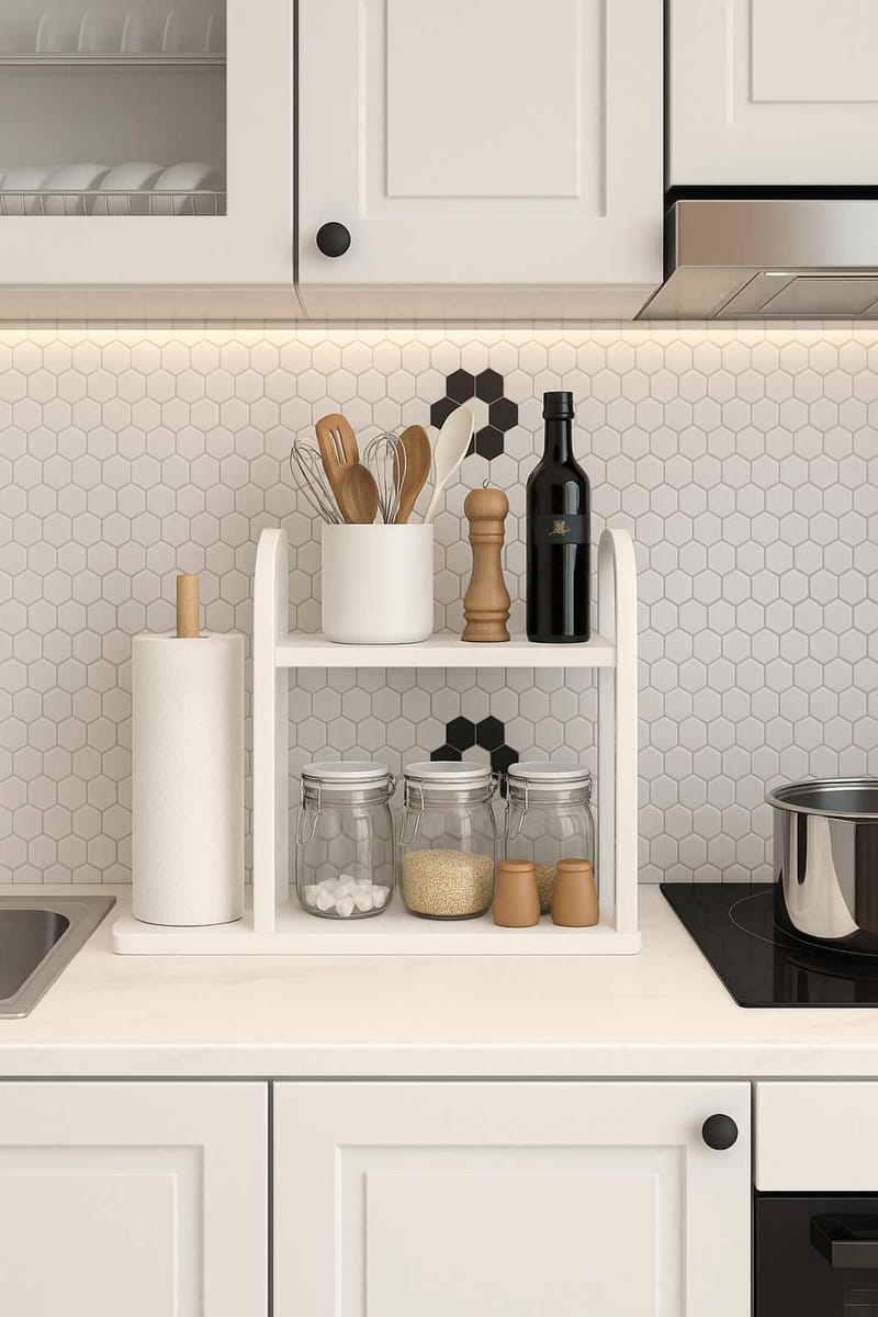 Keittiöhylly Hanah Home Peka Kitchen (45 x 36,8 x 17 cm) Valkoinen - Valkoinen - Talo & remontointi - Keittiö & kylpyhuone - Keittiö & kodinhoitohuone - Keittiön sisustus - Keittiöhylly