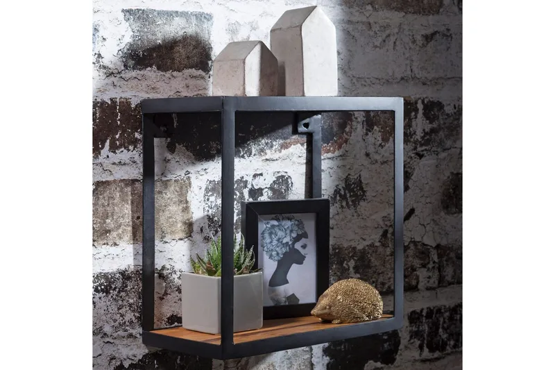 Seinähylly Wohnling Puri-massiivipuu metallikehikko seinälle asennettava teollisuustyyli - Talo & remontointi - Keittiö & kylpyhuone - Keittiö & kodinhoitohuone - Keittiön sisustus - Keittiöhylly