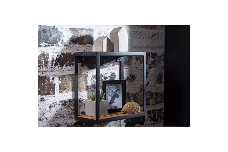 Seinähylly Wohnling Puri-massiivipuu metallikehikko seinälle asennettava teollisuustyyli - Kotitalous - Baari & viini - Viinitarvikkeet - Lasiteline