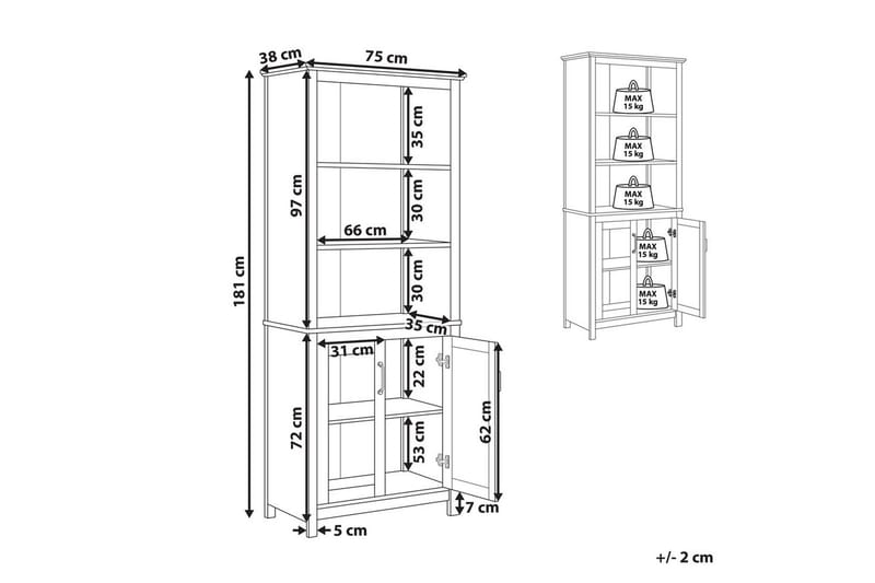Vitrinikaappi Lusby - Kotitalous - Baari & viini - Viinitarvikkeet - Lasiteline