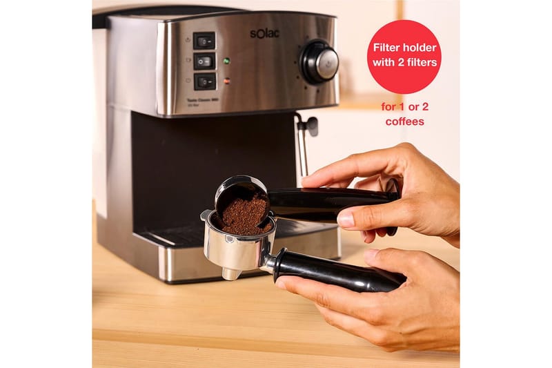 Kahvikone Solac Taste Classic M80 Inox Mattahopea - Mattahopea - Kotitalous - Keittiökoneet - Kahvinkeittimet & kahvitarvikkeet - Espressokone