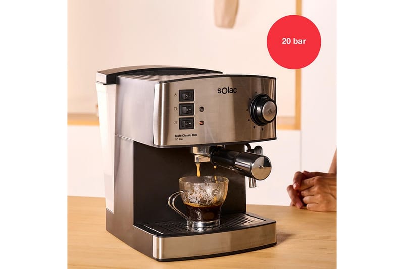 Kahvikone Solac Taste Classic M80 Inox Mattahopea - Mattahopea - Kotitalous - Keittiökoneet - Kahvinkeittimet & kahvitarvikkeet - Espressokone