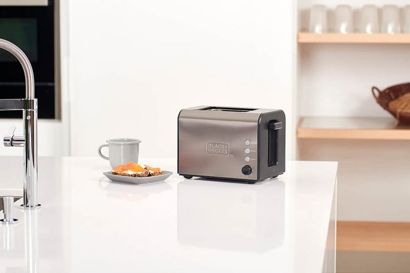 Leivänpaahdin Black+Decker 2 laitetta kiillotettu teräs - Harmaa - Kotitalous - Keittiökoneet - Lämmittäminen & keittäminen - Leivänpaahdin