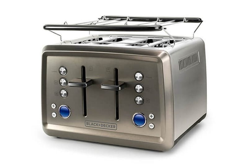 Leivänpaahdin Black+Decker 4 lokeroa 1960 W harjattu teräs - Harmaa - Kotitalous - Keittiökoneet - Lämmittäminen & keittäminen - Leivänpaahdin