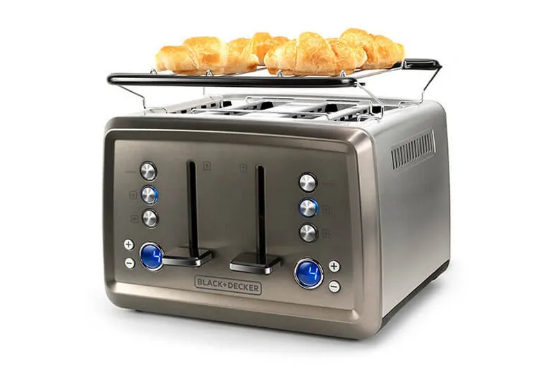 Leivänpaahdin Black+Decker 4 lokeroa 1960 W harjattu teräs, Harmaa
