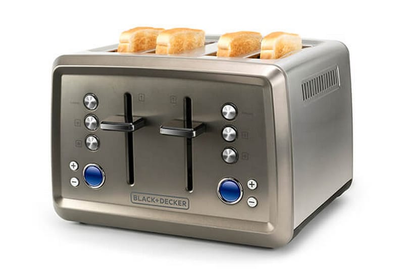 Leivänpaahdin Black+Decker 4 lokeroa 1960W Harjattu Teräs - Harmaa - Kotitalous - Keittiökoneet - Lämmittäminen & keittäminen - Leivänpaahdin