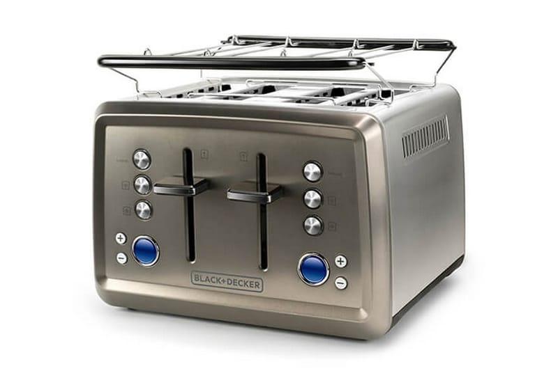 Leivänpaahdin Black+Decker 4 lokeroa 1960W Harjattu Teräs - Harmaa - Kotitalous - Keittiökoneet - Lämmittäminen & keittäminen - Leivänpaahdin