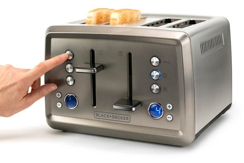 Leivänpaahdin Black+Decker 4 lokeroa 1960W Harjattu Teräs - Harmaa - Kotitalous - Keittiökoneet - Lämmittäminen & keittäminen - Leivänpaahdin