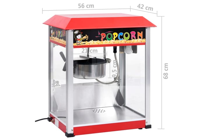Popcornlaite teflon-kattilalla 1 400 W - Punainen - Popcornkone
