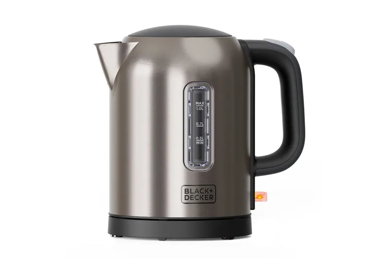 Vedenkeitin Black+Decker 2200 W 1 l harjattu teräs, Hopea