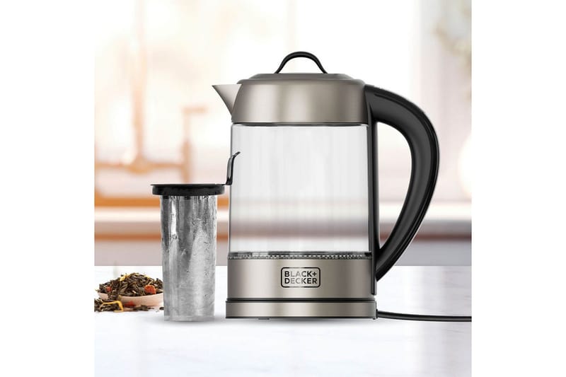 Vedenkeitin Black+Decker Lasissa teesuodattimella 1.7L - Hopea - Kotitalous - Keittiökoneet - Lämmittäminen & keittäminen - Vedenkeitin