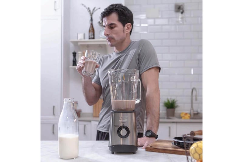 Kannusekoitin Black+Decker 800W 1,5L Harjattua Terästä - Harmaa - Kotitalous - Keittiökoneet - Sekoittaminen & pilkkominen - Tehosekoitin