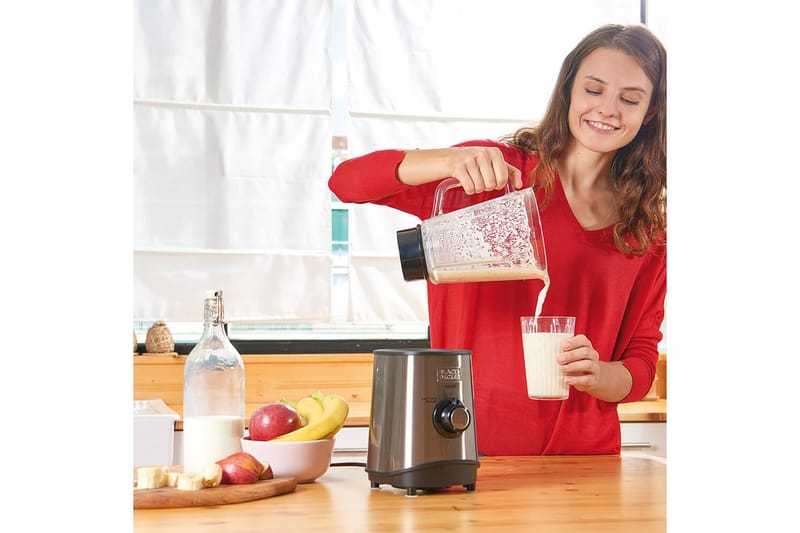 Kannusekoitin Black+Decker 800W 1,5L Harjattua Terästä - Harmaa - Kotitalous - Keittiökoneet - Sekoittaminen & pilkkominen - Tehosekoitin