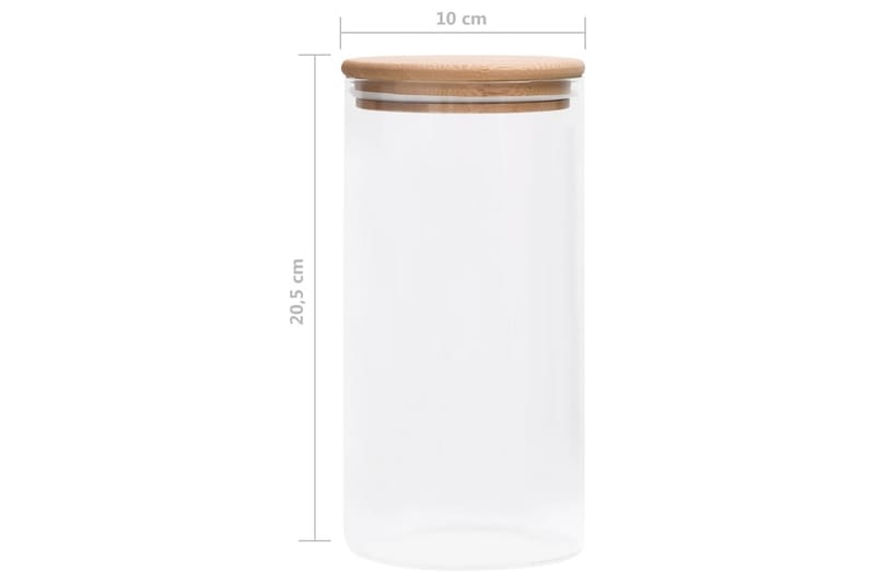 Lasiset säilytyspurkit bambukansilla 4 kpl 1200 ml - Läpinäkyvä - Kotitalous - Ruoanlaitto & leivonta - Keittiövälineet & keittiötarvikkeet - Purkit