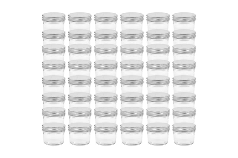 Lasiset hillopurkit hopean värisillä kansilla 48 kpl 110 ml - Hopea - Kotitalous - Ruoanlaitto & leivonta - Keittiövälineet & keittiötarvikkeet - Purkit