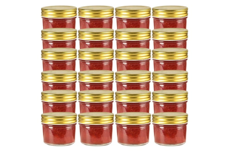 Lasiset hillopurkit kullan värisillä kansilla 24 kpl 110 ml - Kulta - Kotitalous - Ruoanlaitto & leivonta - Keittiövälineet & keittiötarvikkeet - Purkit